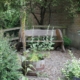 Memorial bench in the herb garden