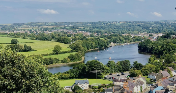 Views across the village to the river